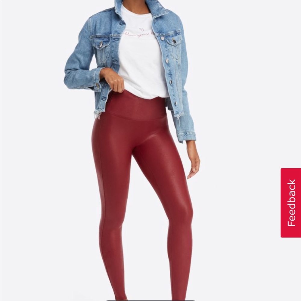 Red Spanx Leggings | Faux Leather